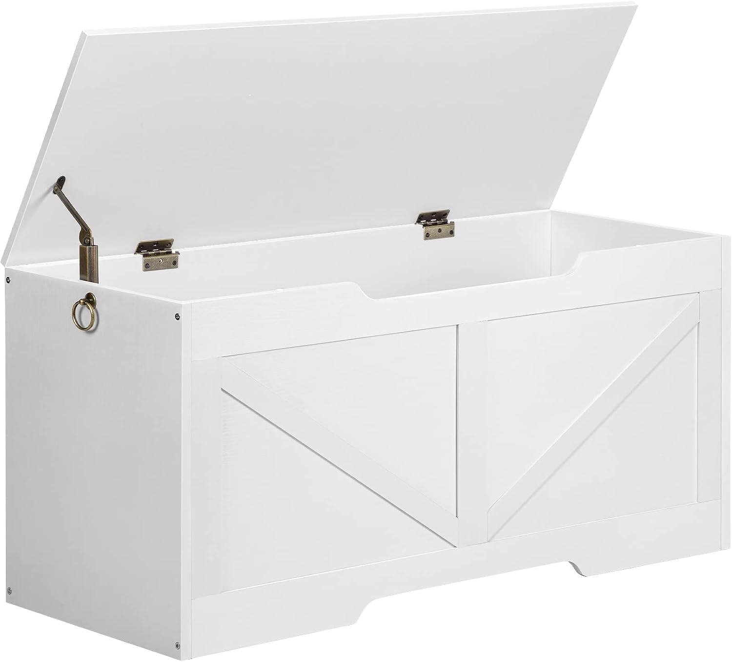 Storage Bench 39.4” Retro Wooden Storage Chest W/ U-Shaped Cut-Out Pull