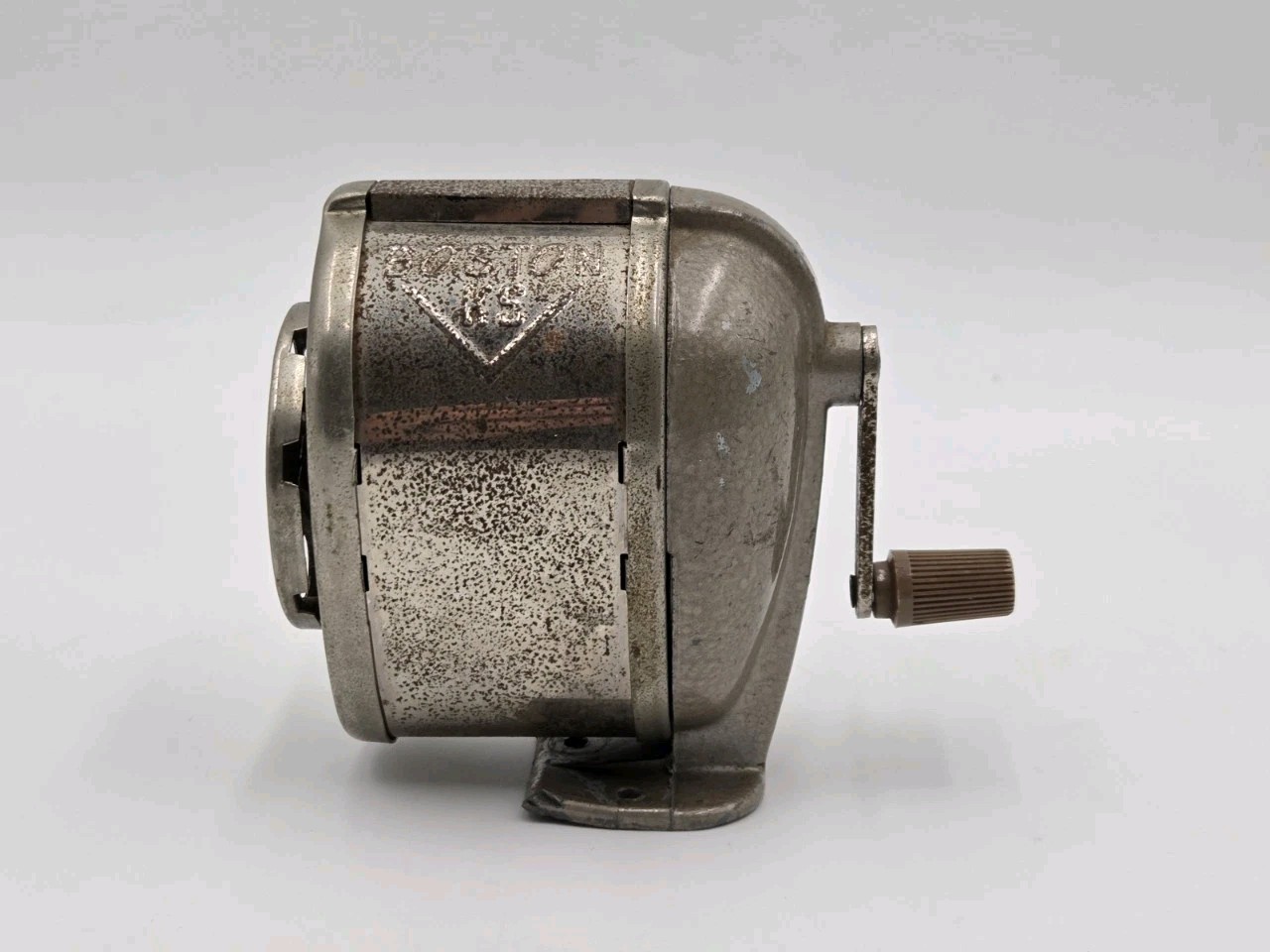 Vintage Boston KS Pencil Sharpener Manual 8 Hole Hand Crank Wall Desk Mount USA
