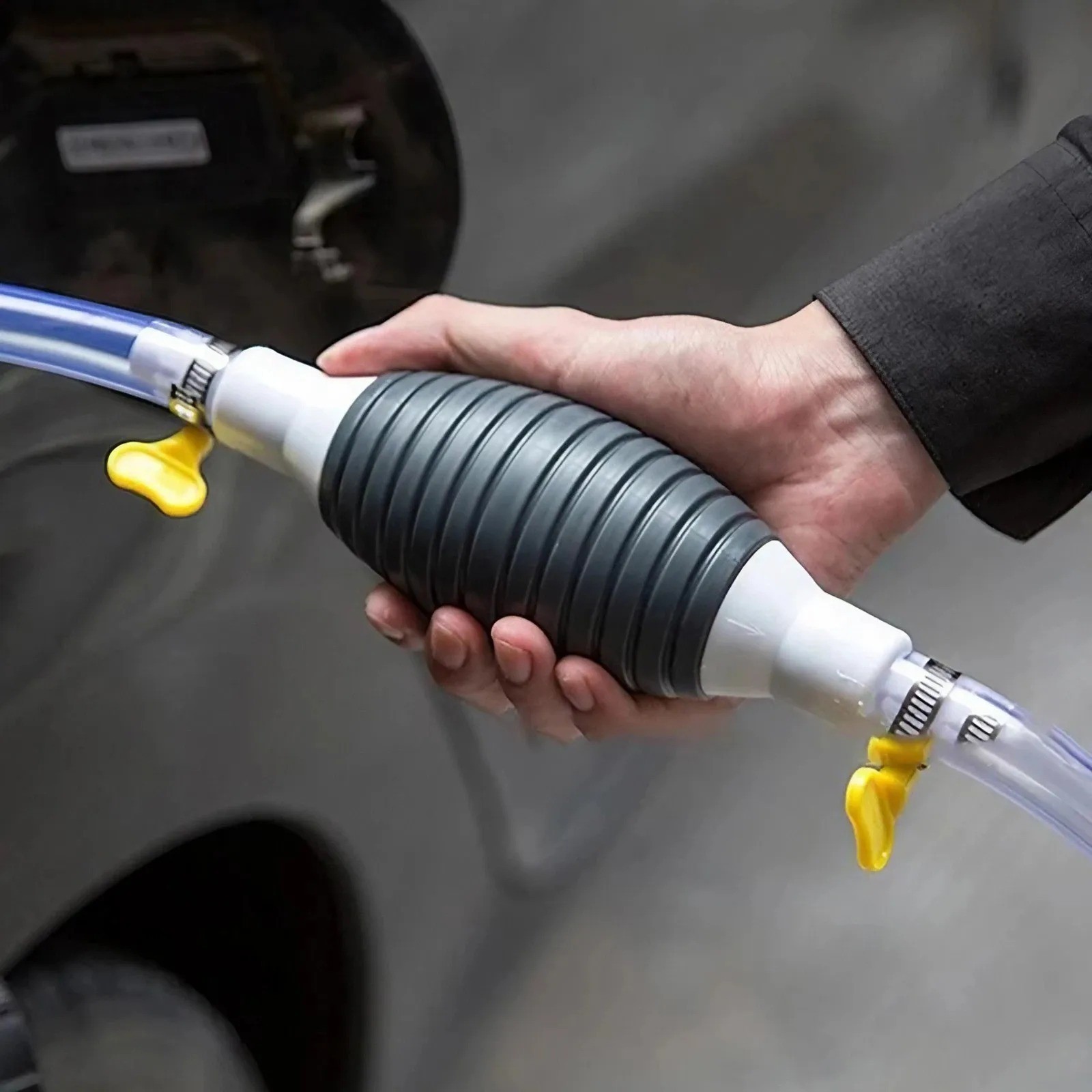 Siphon Hose Hand Pump Portable Manual Car Fuel Transfer for Gas Gasoline Petrol