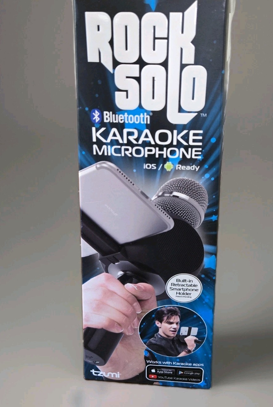 New Tzumi Rock Solo Karaoke Mic Bluetooth Built-in Smartphone Holder