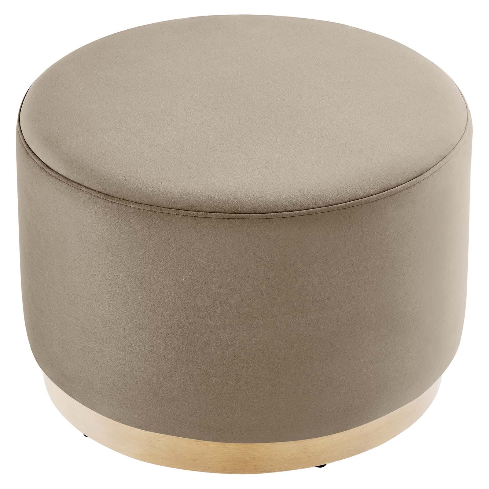 Modway Large 23" Round Performance Velvet Upholstered Ottoman