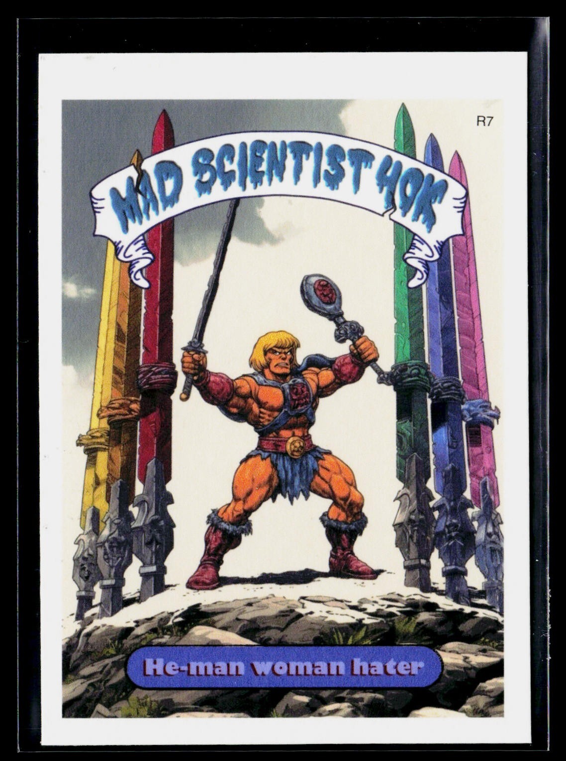 Mad Scientist 40K Garbage Pail Kids Spoof 1st Redux Set R7 ssp/50 He-Man Woman