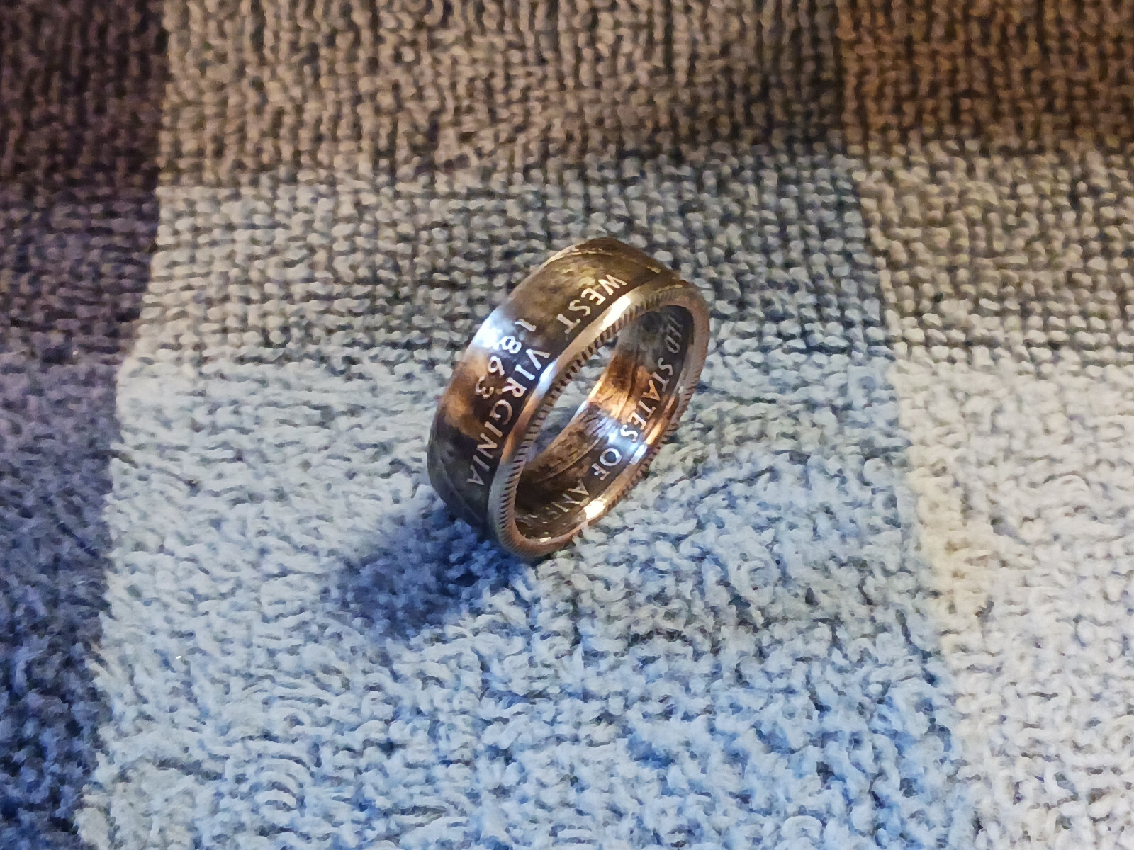 West Virginia Handcrafted Washington Quarters coin ring, size 8  (2005) #2