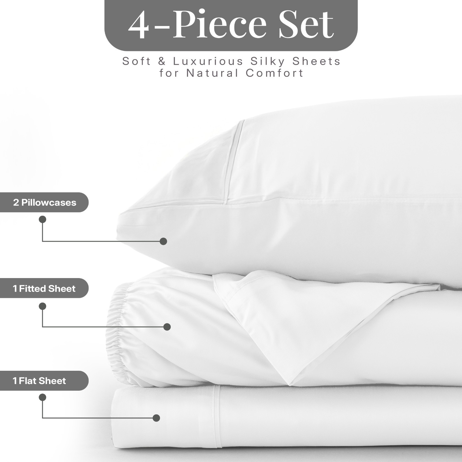 4PC 100% Bamboo Viscose Sheet Set Cooling Deep Pocket 16" Soft Luxury Bed Sheets