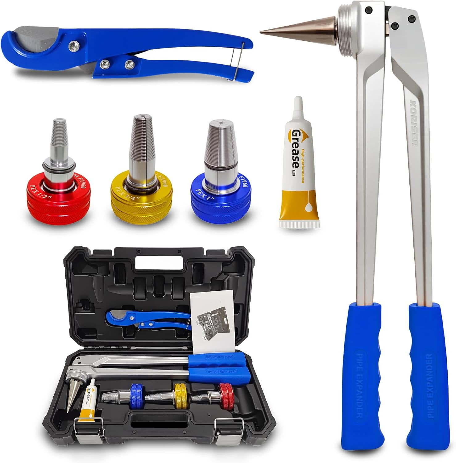 PEX Tube Expansion Tool Kit PEX-A Expansion Tool with 1/2'', 3/4'',1'' Expansion