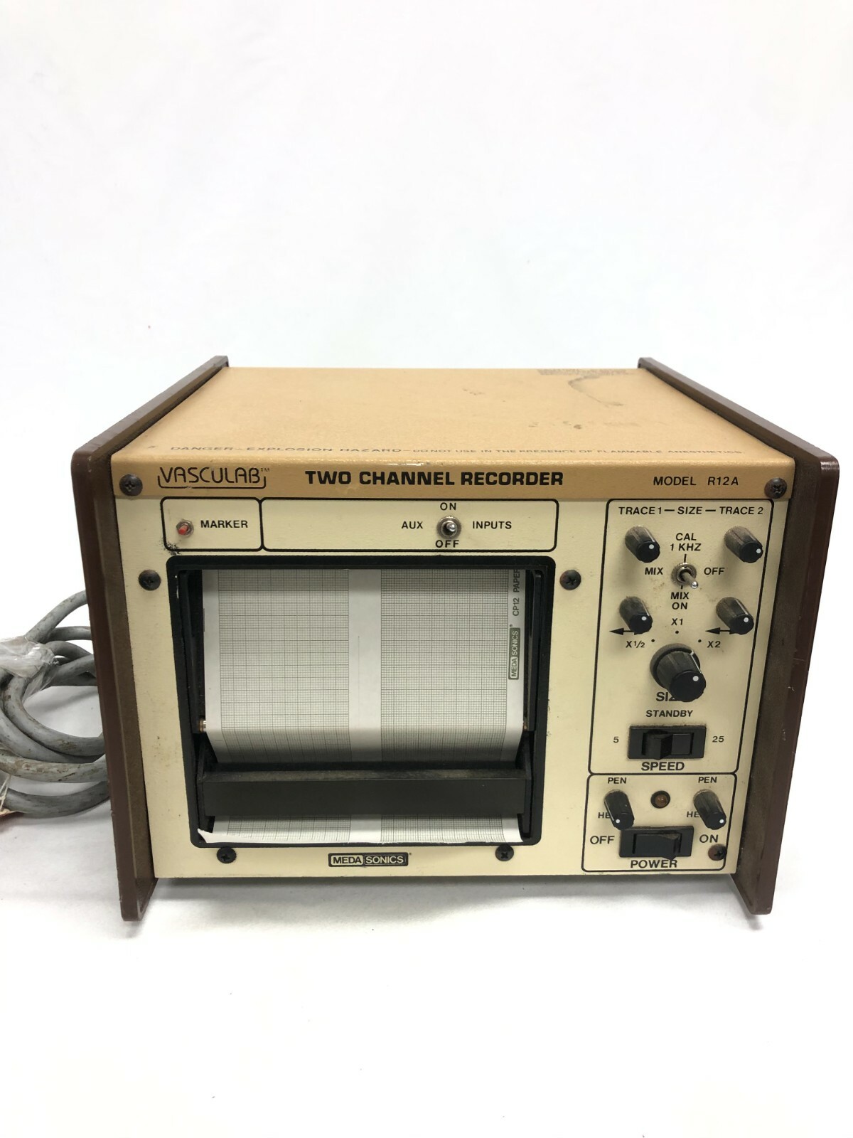 MedaSonics Vasculab Two Channel Recorder Model R12A Vascular Equipment Vintage