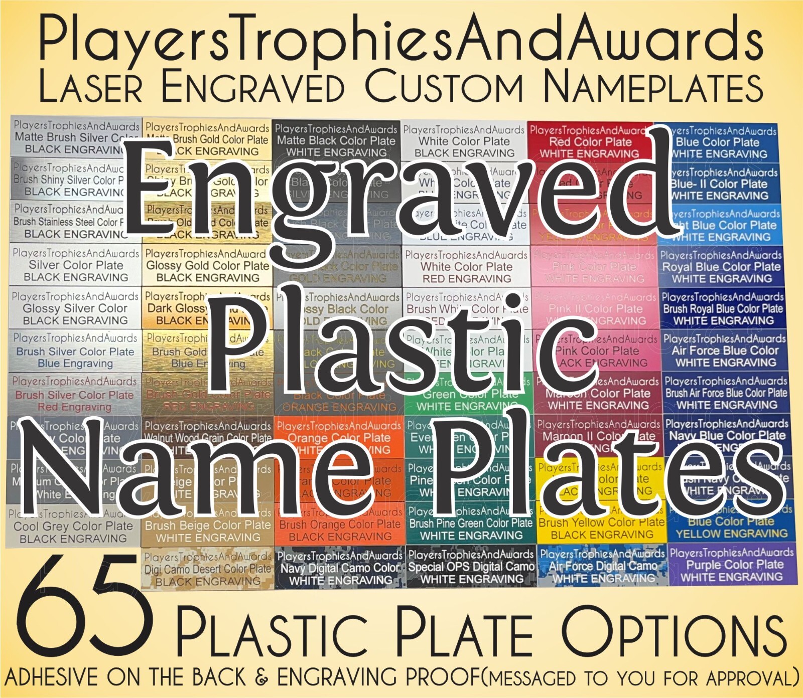 .75 x 3 PLASTIC Engraved name plate custom Trophy Tag Engraving Proof incl PTA