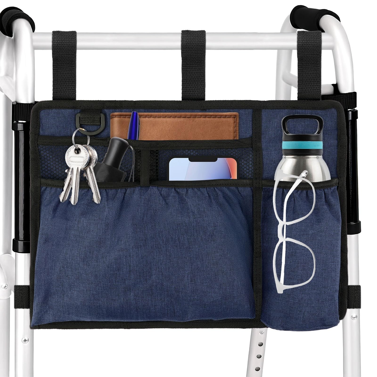 Walker Bag Basket with Cup Holder for Folding Walker Accessories for Seniors