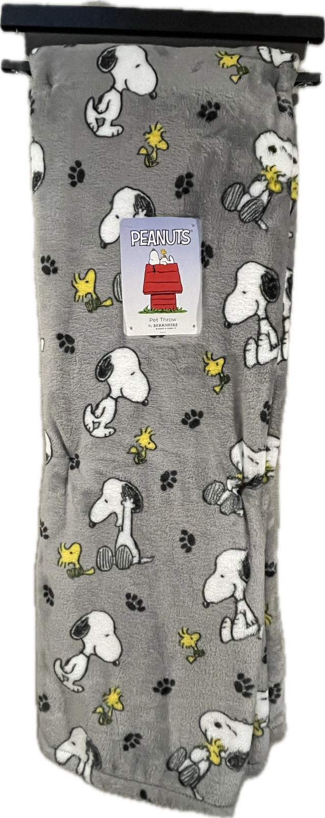 Grey SNOOPY & Woodstock Paw Print OVERSIZE Throw Blanket 60x70 inch