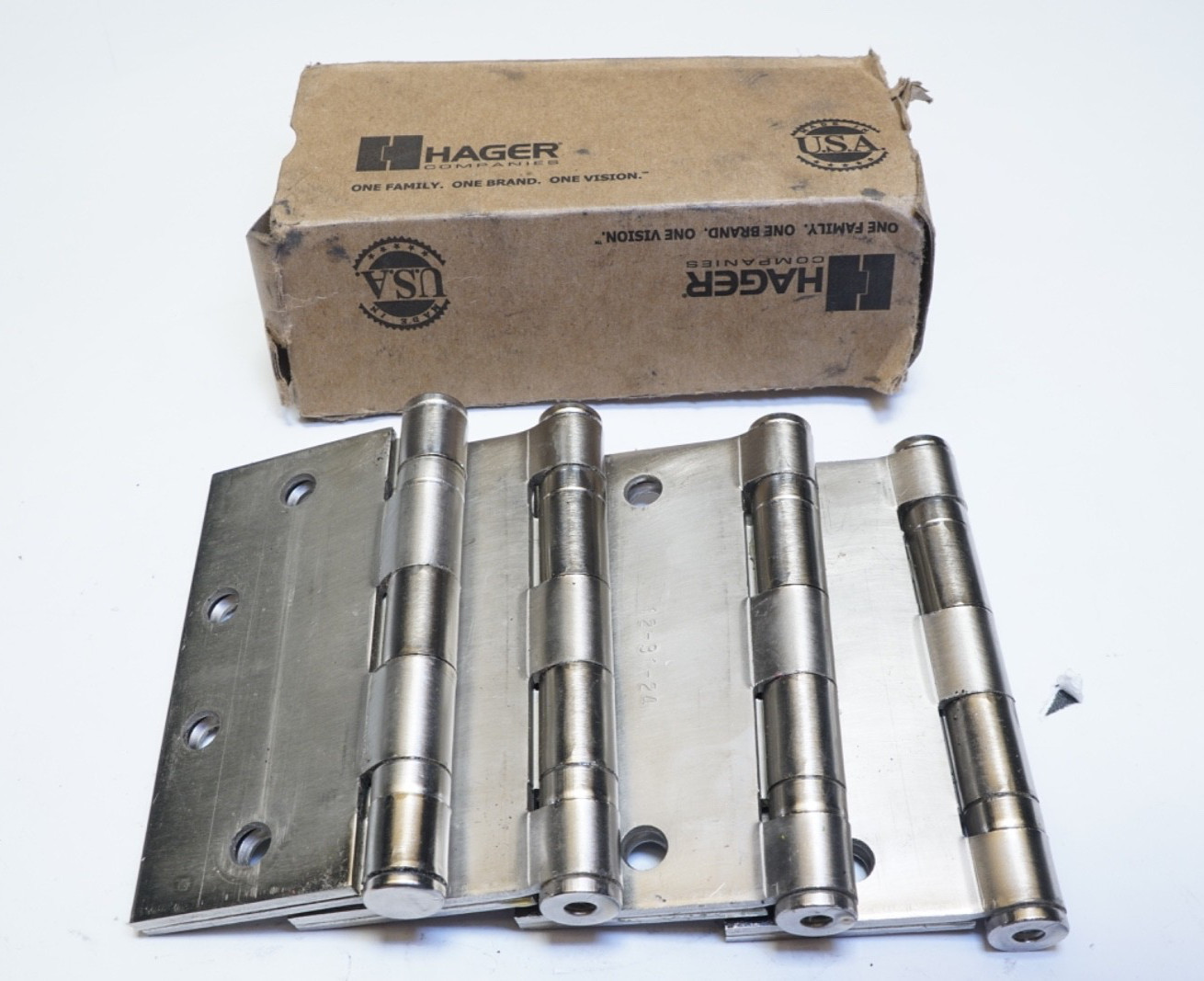 NO SCREWS! Lot 4 Hager 1191 Full Mortise Plain Bearing Hinge 5 Knuckle 4.5"x4.5"