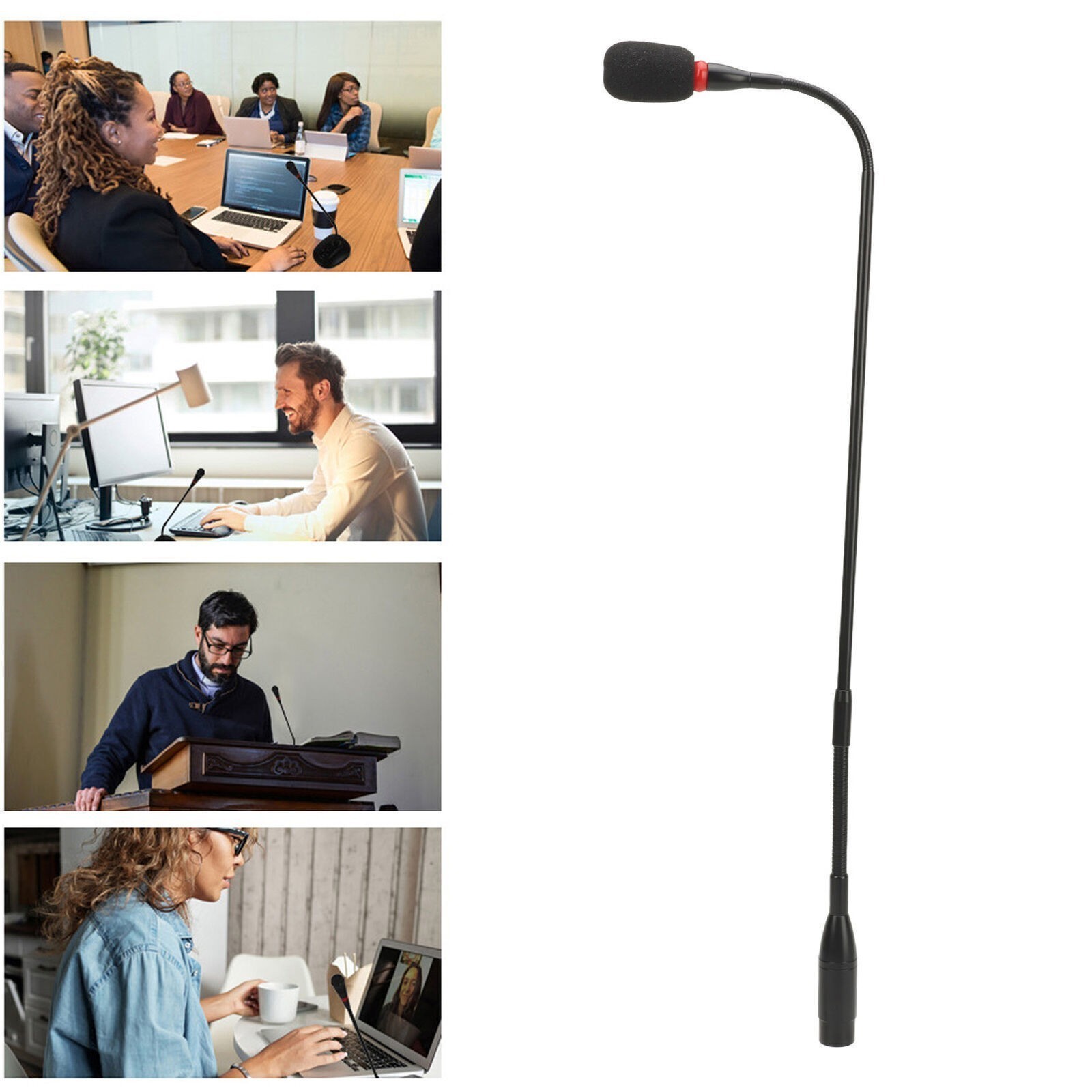 Gooseneck Microphone 23.2in Condenser 3 Pin Plug Straight Flexible