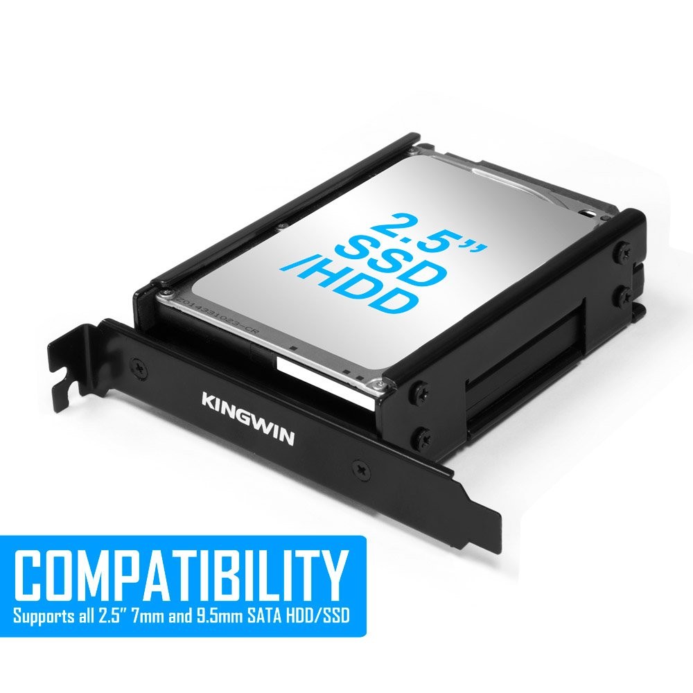 Kingwin PCI SSD Mounting 2 x 2.5” IDE/SATA HDD/SSD Bracket, Black
