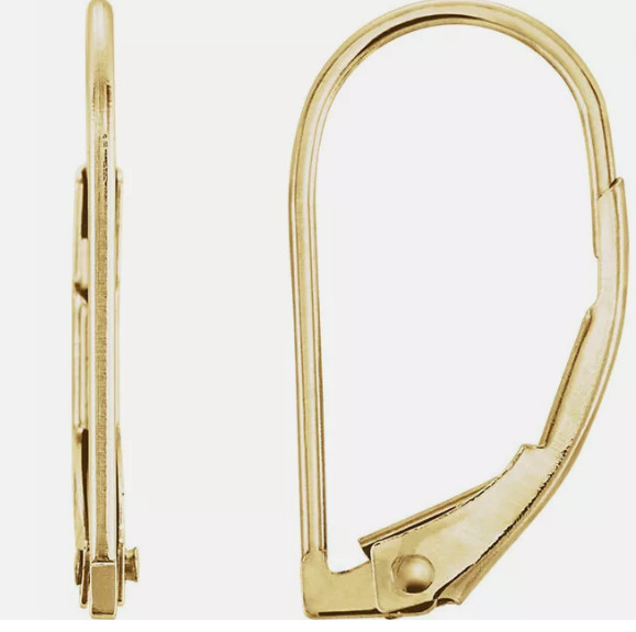 14K Solid Gold Lever Back Earring Jewelry Accessories