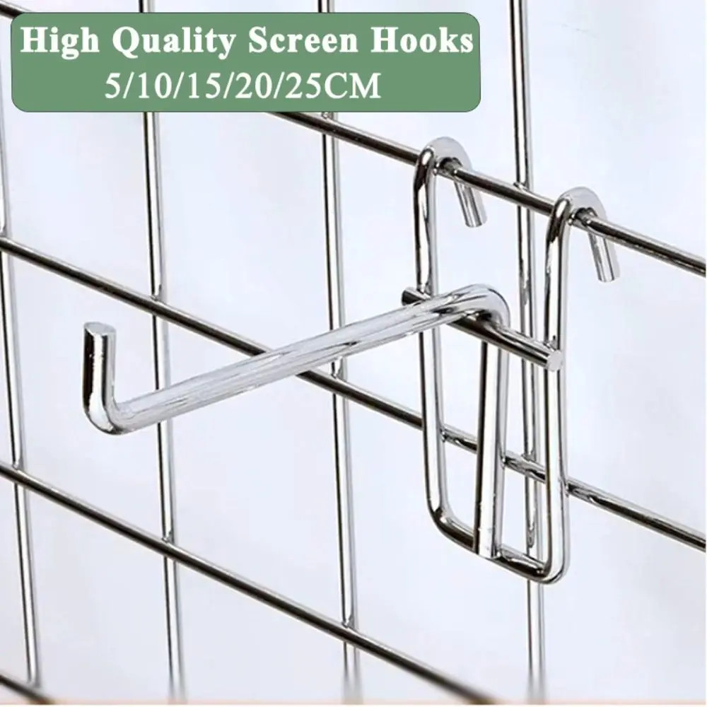 Durable 5-25cm Screen Hooks Supermarket 3.2mm Thickness Grid Hooks Stainless ste
