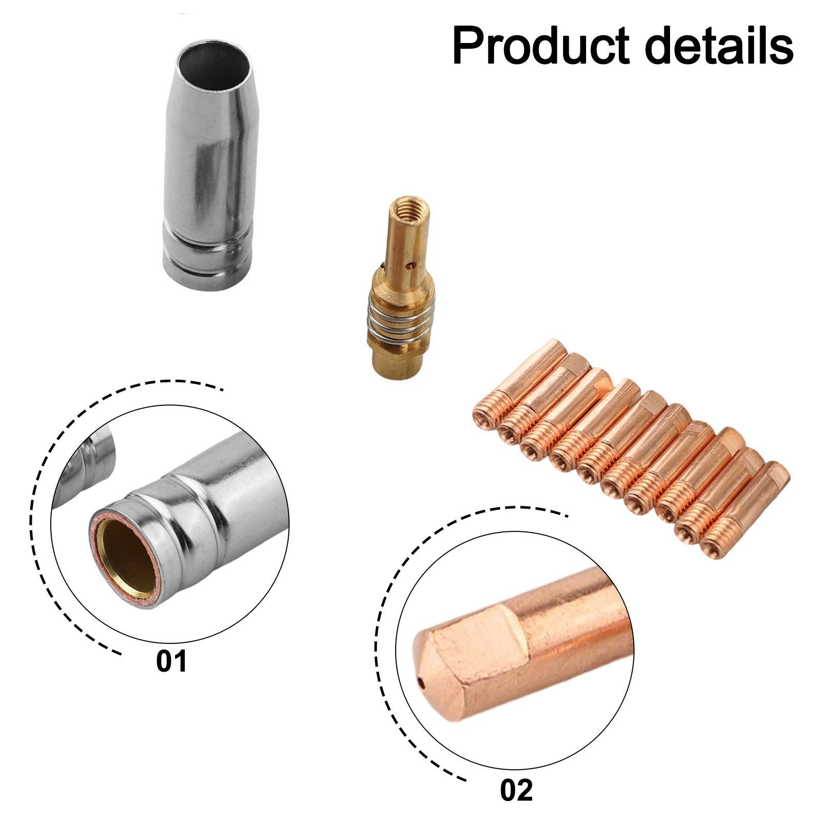 For MIG Welding Tips Kit 12PCS for MAG Torch with Gas Nozzle and Diffuser
