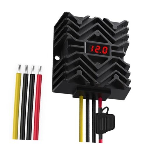 DC 24V to 12V 30A Buck Converter with LED Display with Fuse Waterproof 30A