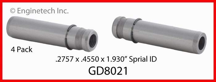 Enginetech GD8021 Engine Valve Guide Set for Saturn 1997-1998 - Iron, Spiral ID