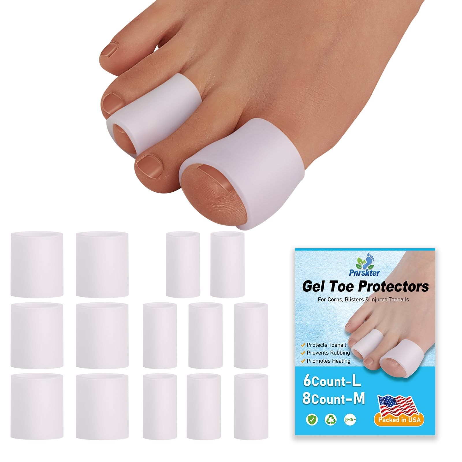 Toe Sleeves, Toe Protectors, (14pcs) Silicone Toe Sleeves Open Toe Tubes for ...