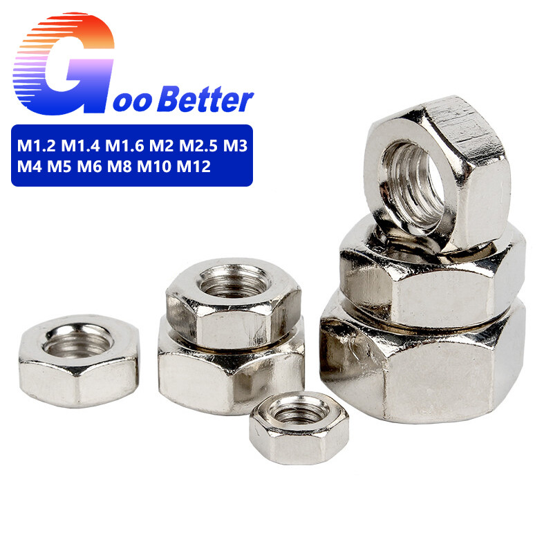 Hex Nut Hexagonal Nuts Nickel Plated Steel DIN934 M2 M2.5 M3 M4 M5 M6 M8 M10 M12