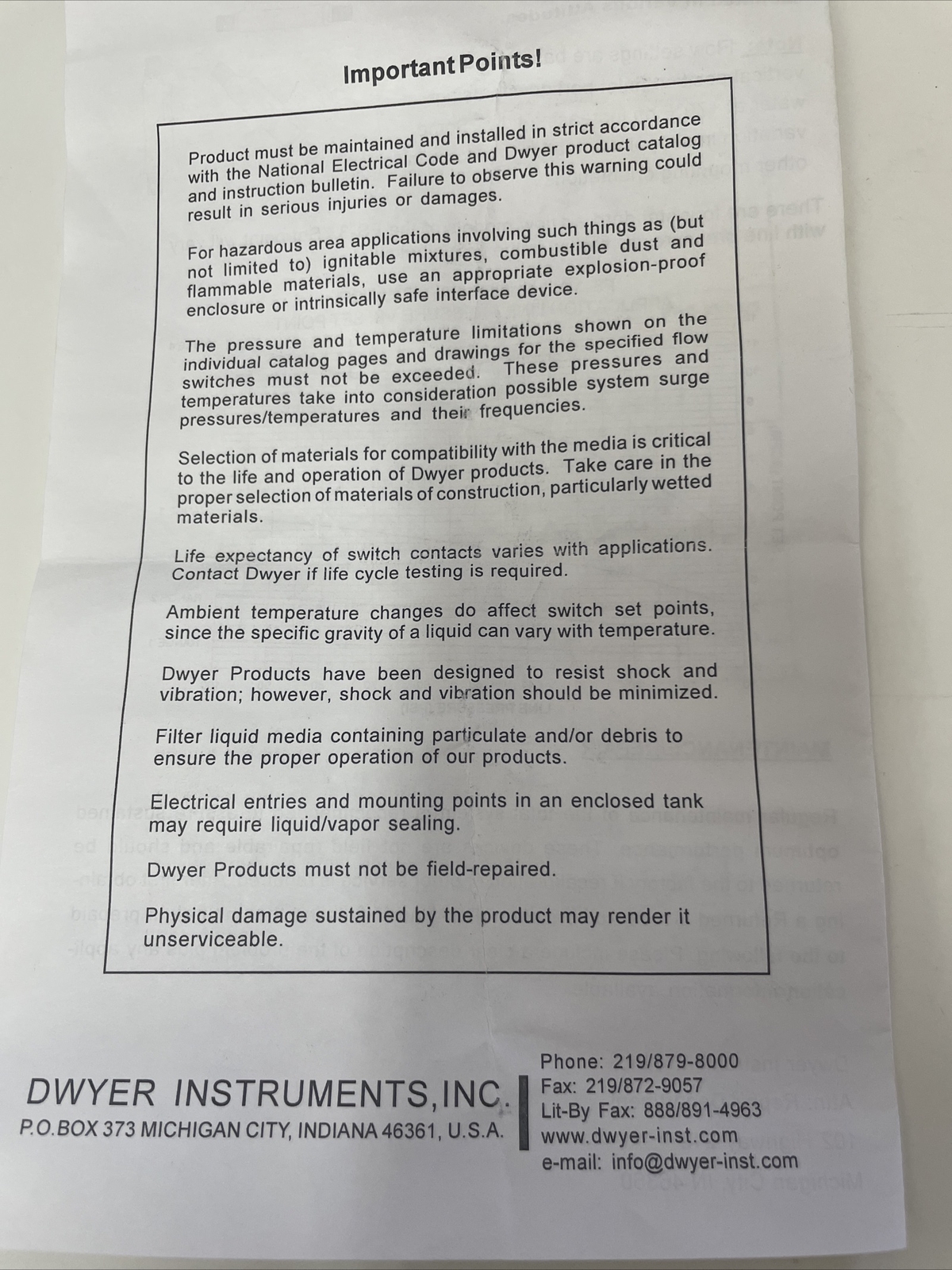 Inline flow switch Dwyer P2-13
