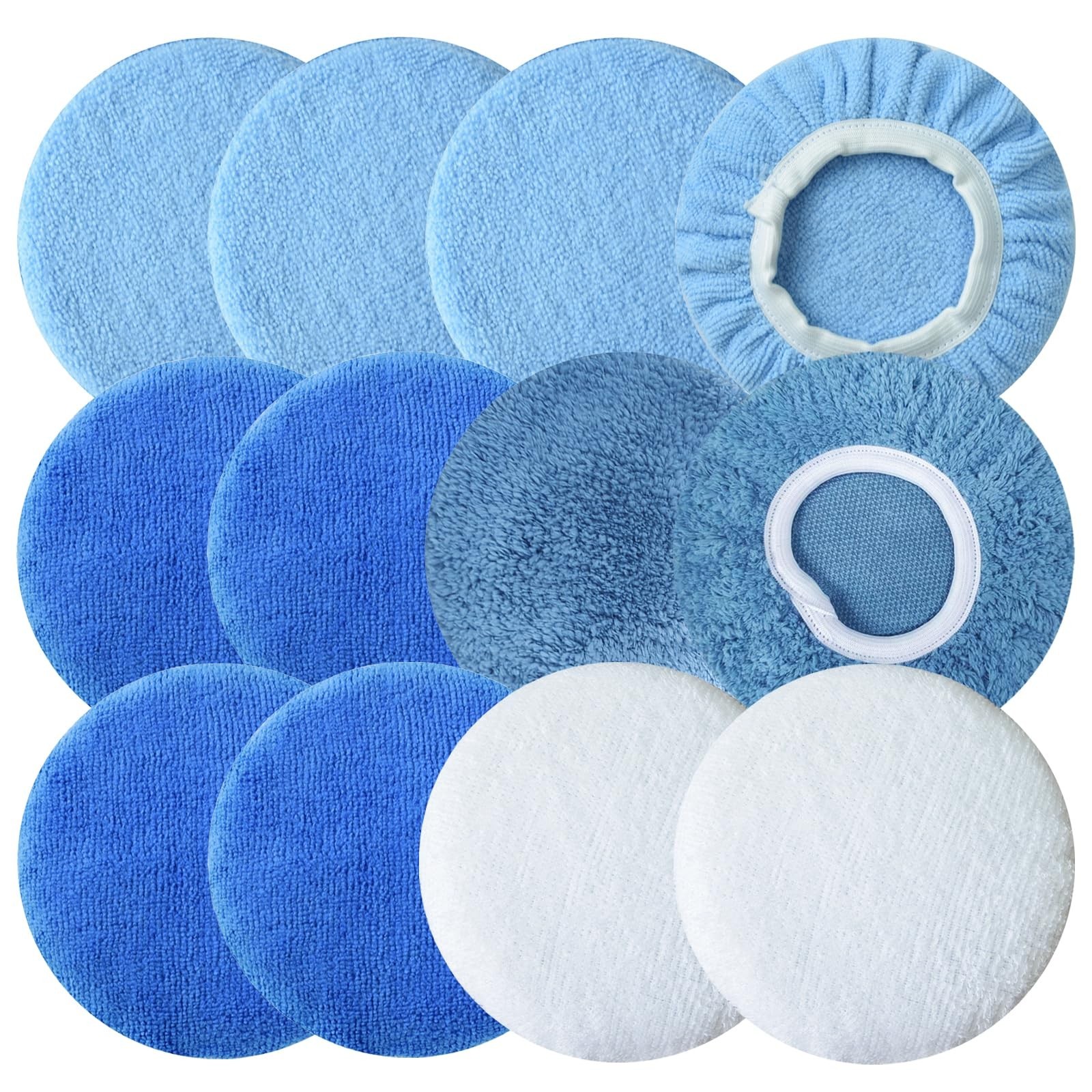 Boltigen 12pcs 5-6 inch Polishing Pad Bonnets 12Pack 4 Color 5 to 6'' Orbital...