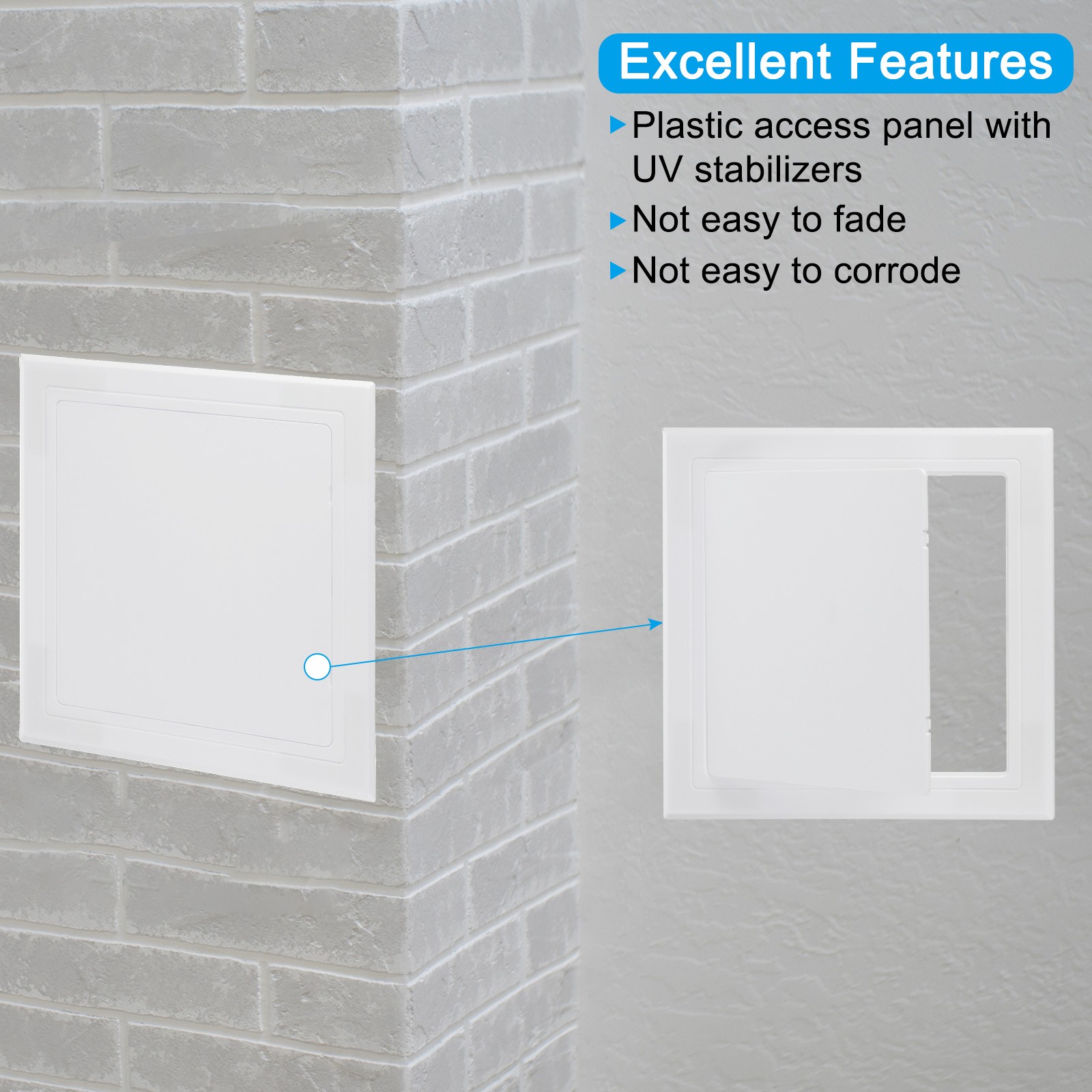 6"x6" Self-Adhesive Access Panel ABS Plumbing Access Doors White 160x160mm