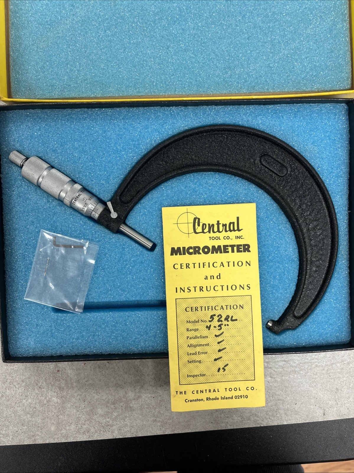CENTRAL TOOL CO. 4"-5" OUTSIDE MICROMETER 52RL, USA
