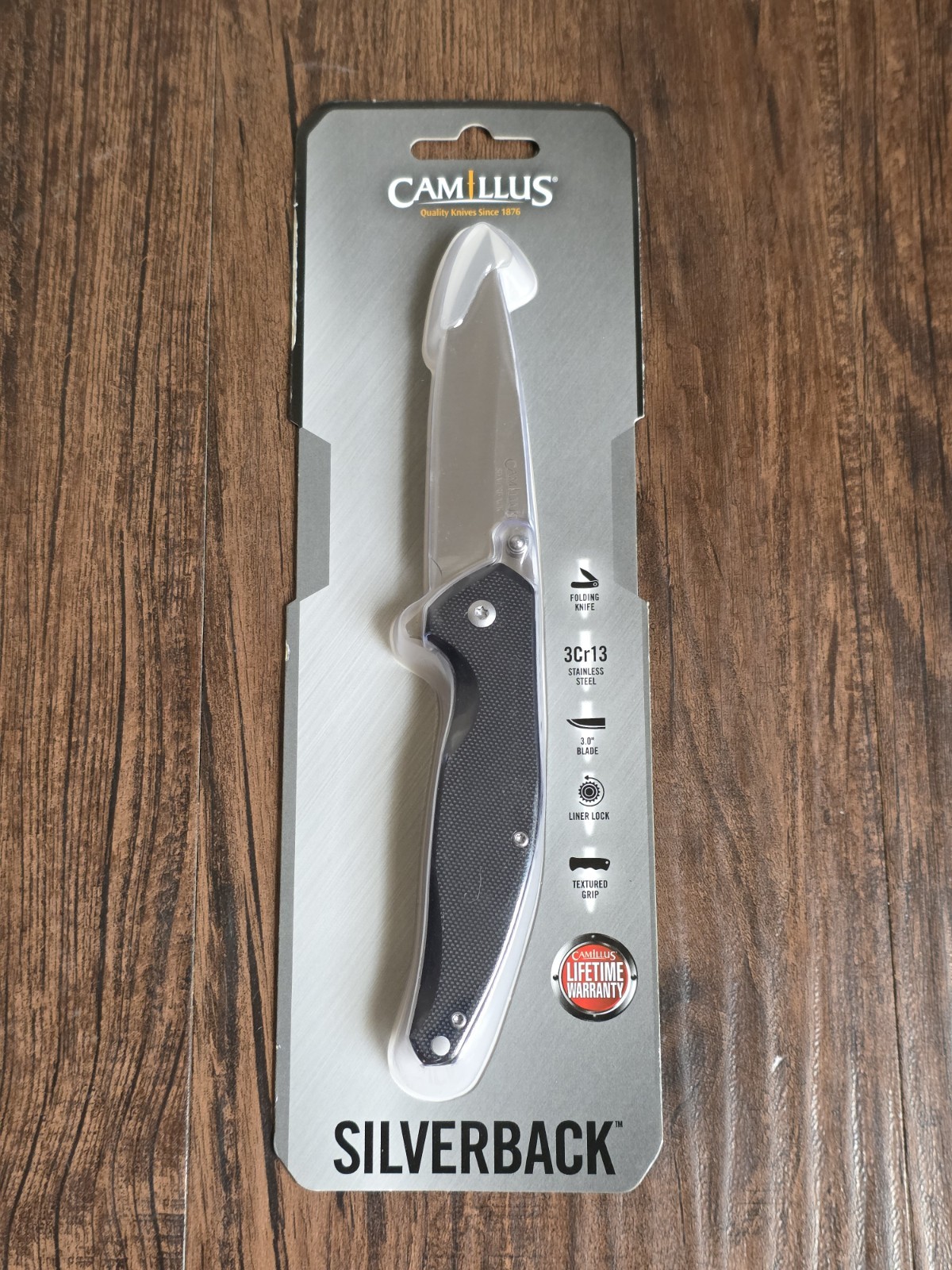 Camillus Silverback Folding Knife Black G-10 Handle Satin 3Cr13 3" Drop Point
