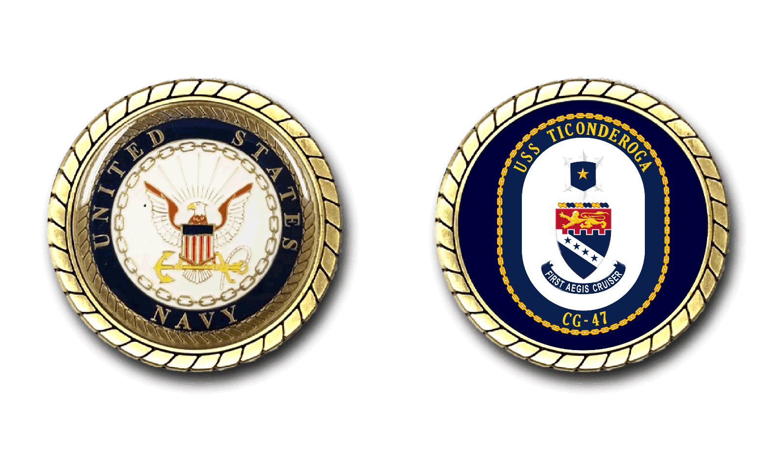 USS Ticonderoga CG-47 Crest Challenge Coin