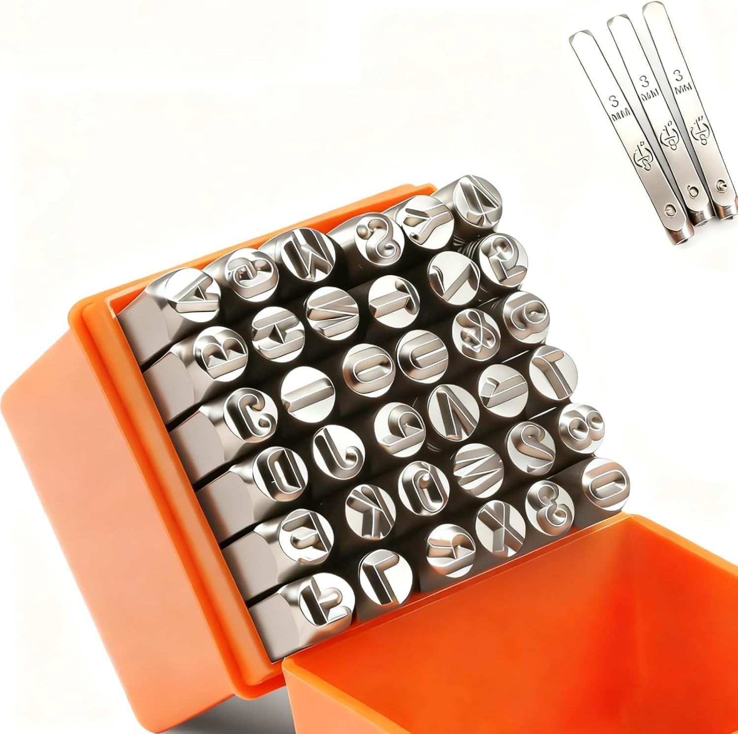 36PCS Metal Stamping Kit Letters and Numbers, 3mm 1/8" a-z 0-9 "&" Steel Metal N