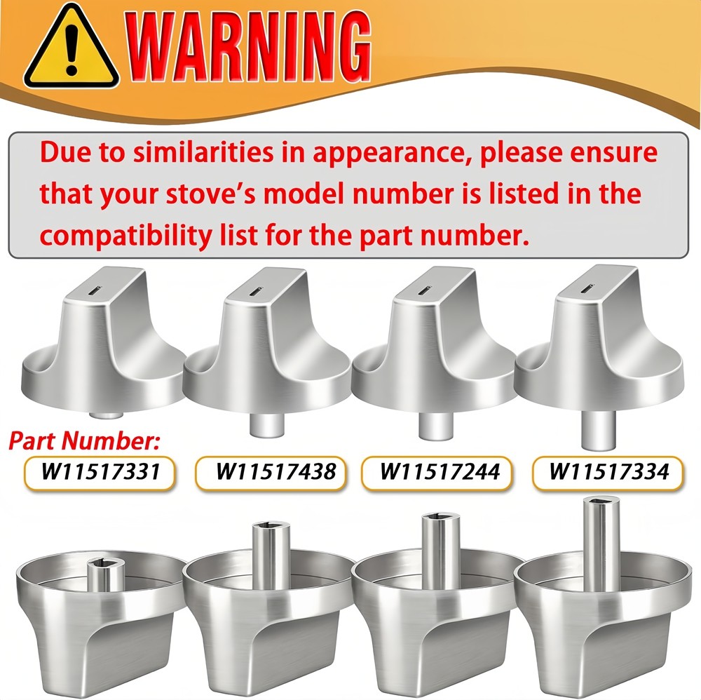 W11517331 for Whirlpool Electric Range Knobs (4Pcs) Replace W10850027 W11117415