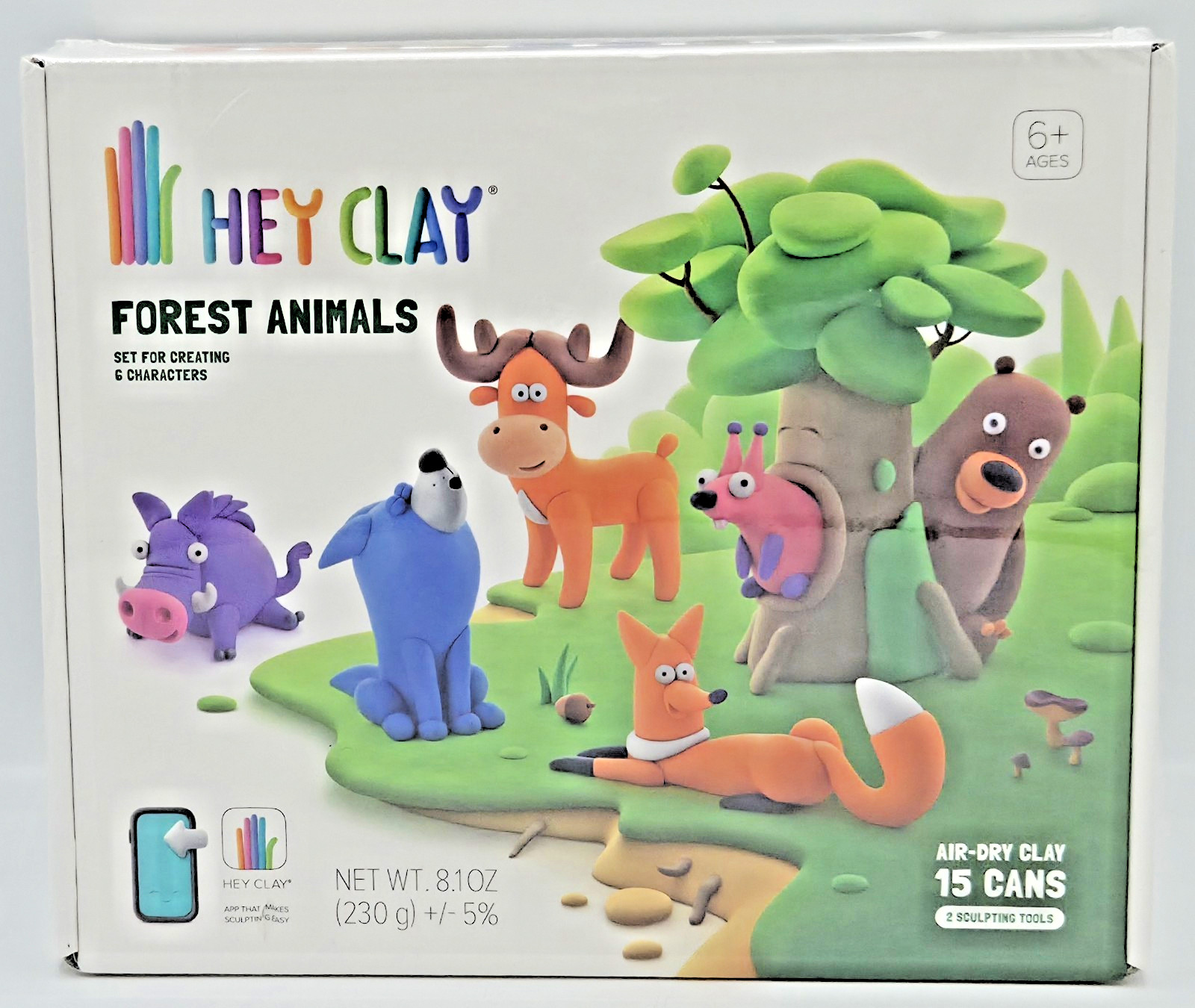 NEW Hey Clay Forest Animals Sculpting Set 15 Cans Air Dry 2 Tools - Works w/ App