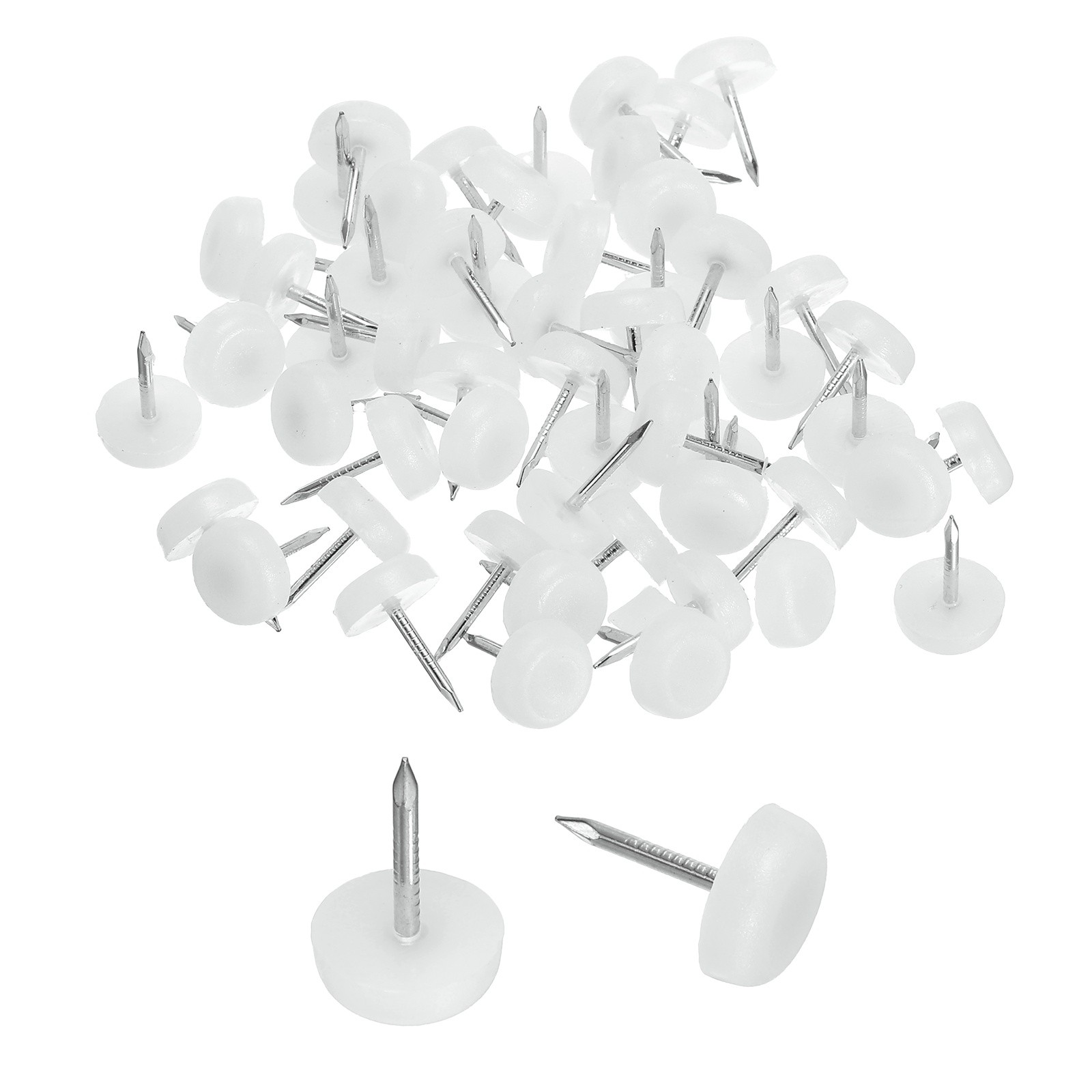 50Pcs Furniture Sliders, 12mm Round Plastic Furniture Glides Nail-on Pads, White