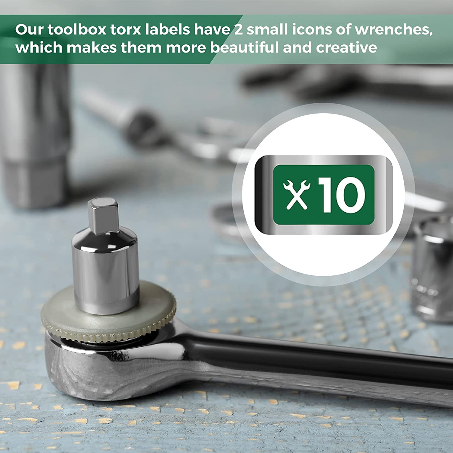 180 Pcs Tool Box Labels Stickers and Decals Wrench Size Chrome Socket Labels Foi