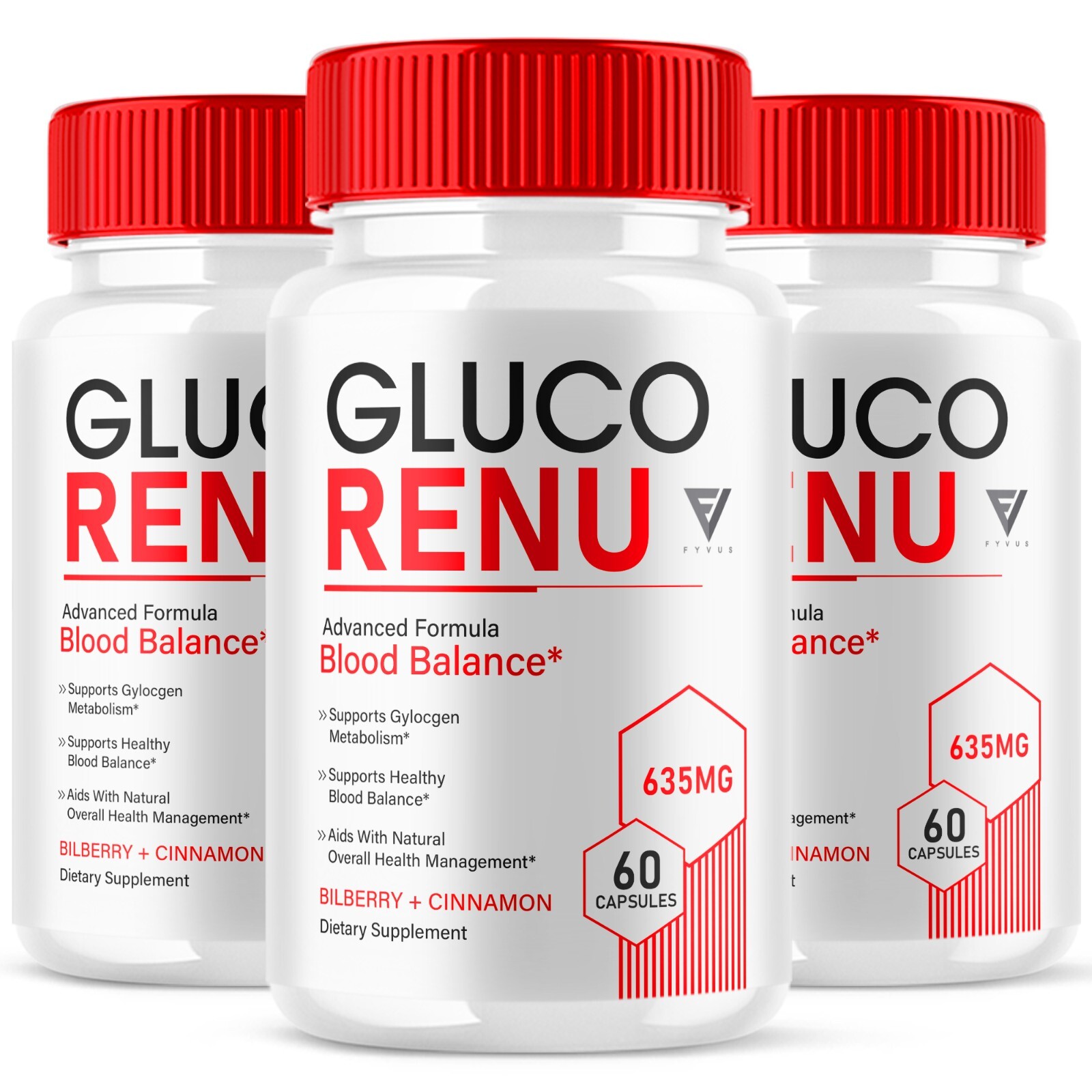 (3 Pack) Gluco Renu Glyco Optimizer Capsules GlucoRenu Pills (180 Capsules)
