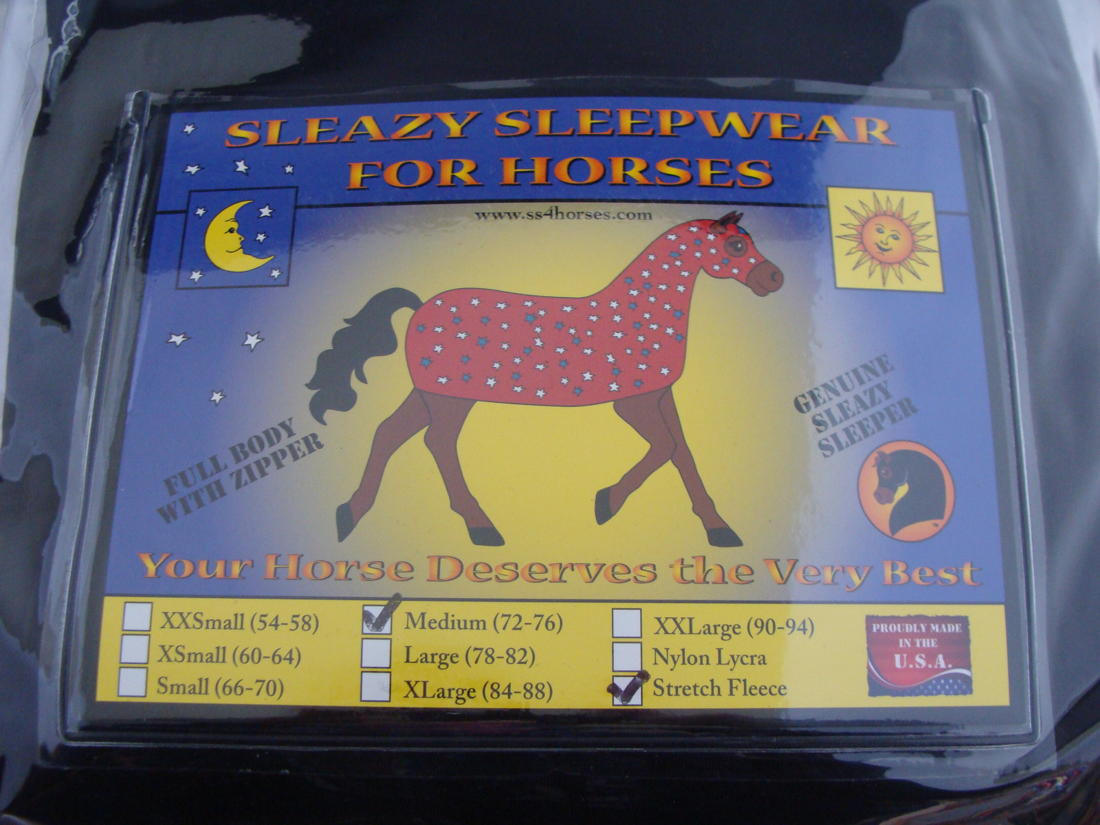 New Sleazy Sleepwear Horses Full Body Sheet Stretch Lycra Fleece Black Sizes