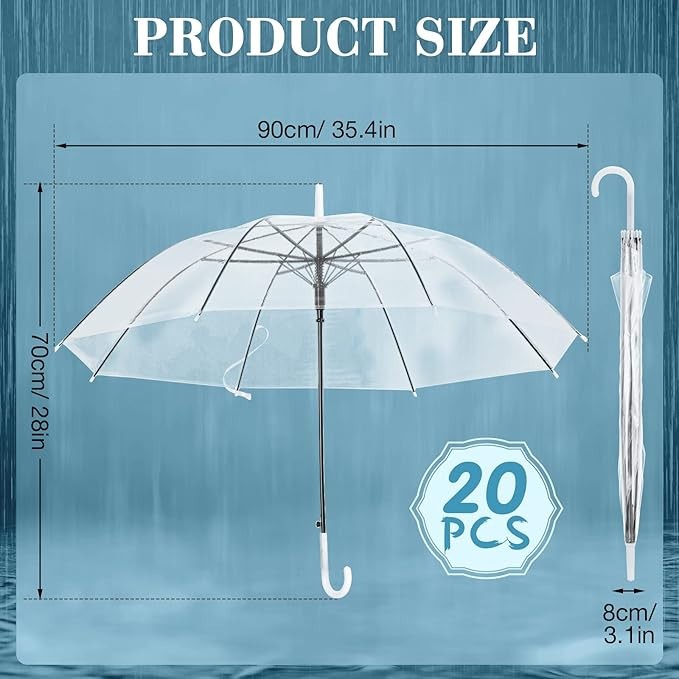 Clear Umbrella - 6 Pack - 35 inch Diameter