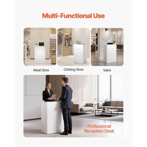 Reception Desk, 23.6 inch Rectangular Front Counter Table, Modern Office Recepti