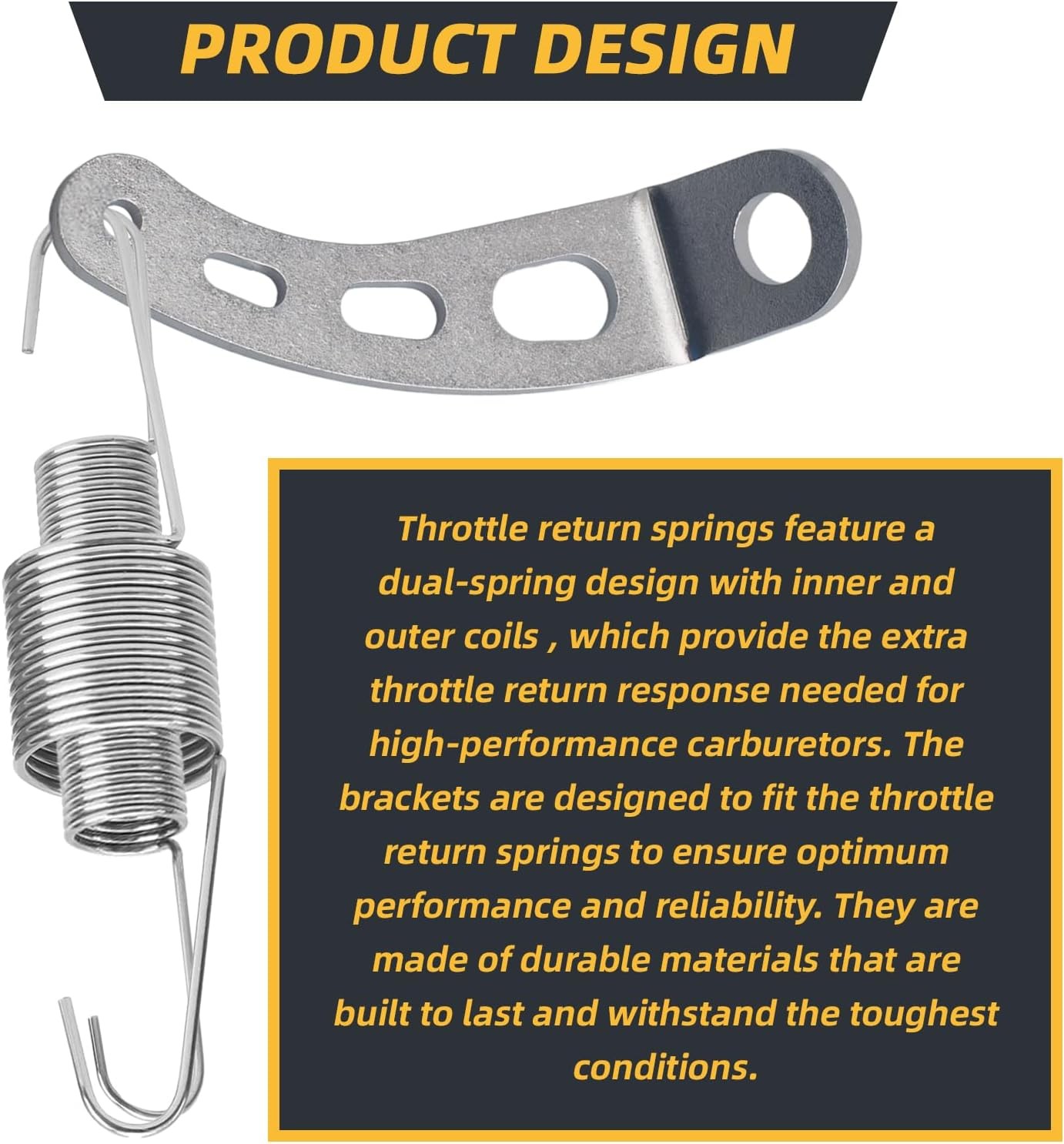 Upgraded throttle return spring and bracket kit, Includes throttle return spring