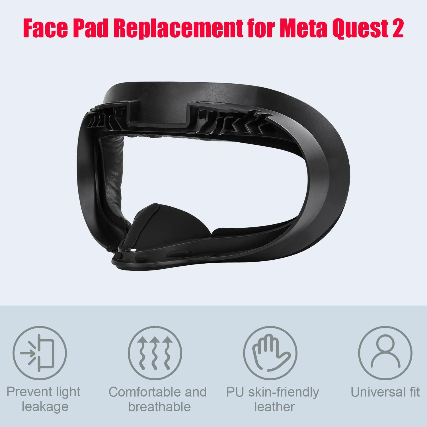 VR Facial Interface and Foam Replacement Set Black with