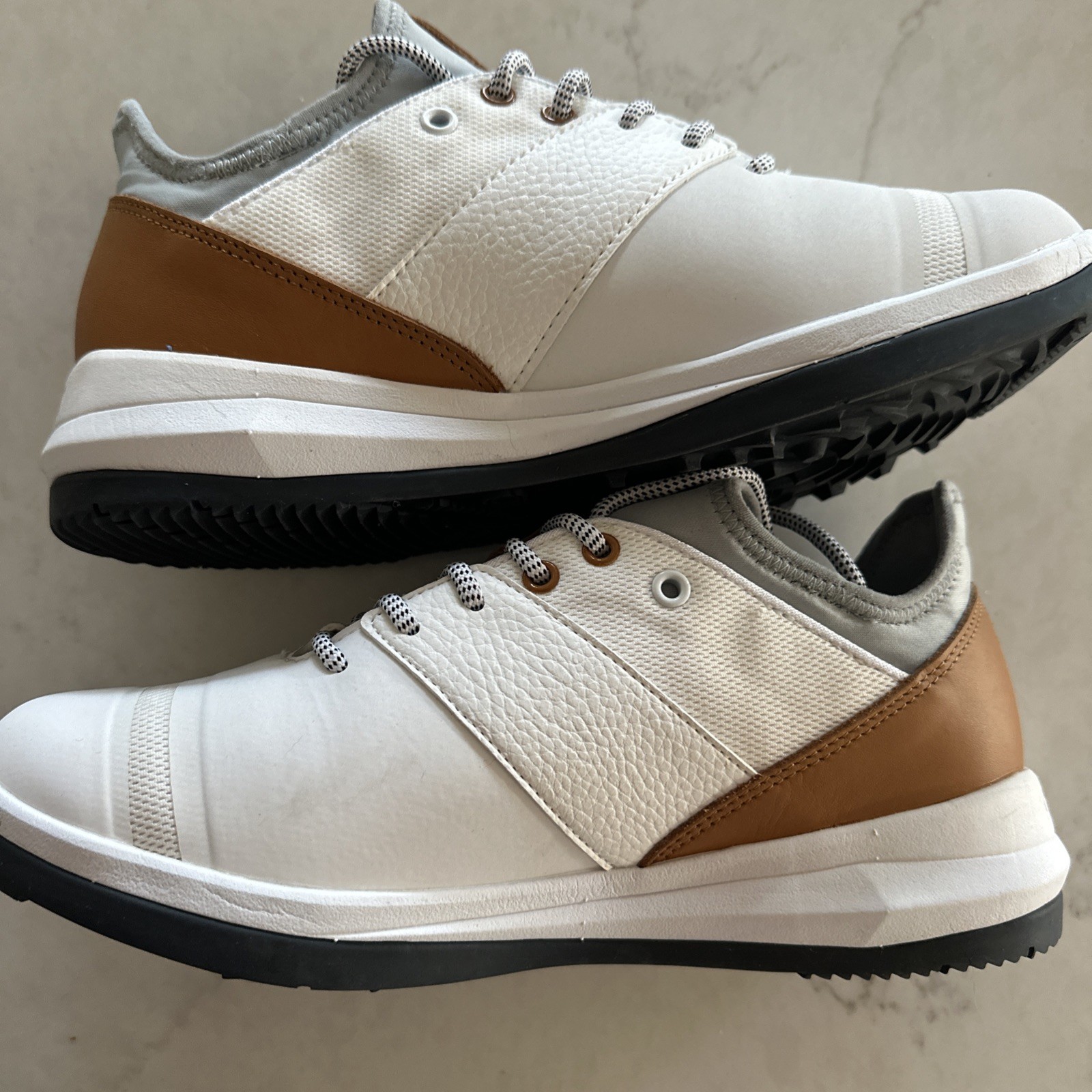 Athalonz Golf Shoe EnVe White Tan 7.5 Mens 9 Womens Unisex Sport NEW