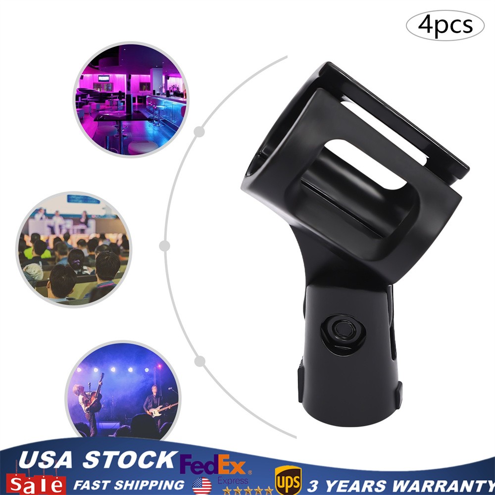 4 Pcs Adjustable Microphone Clip Holders for Wired/Wireless Mics