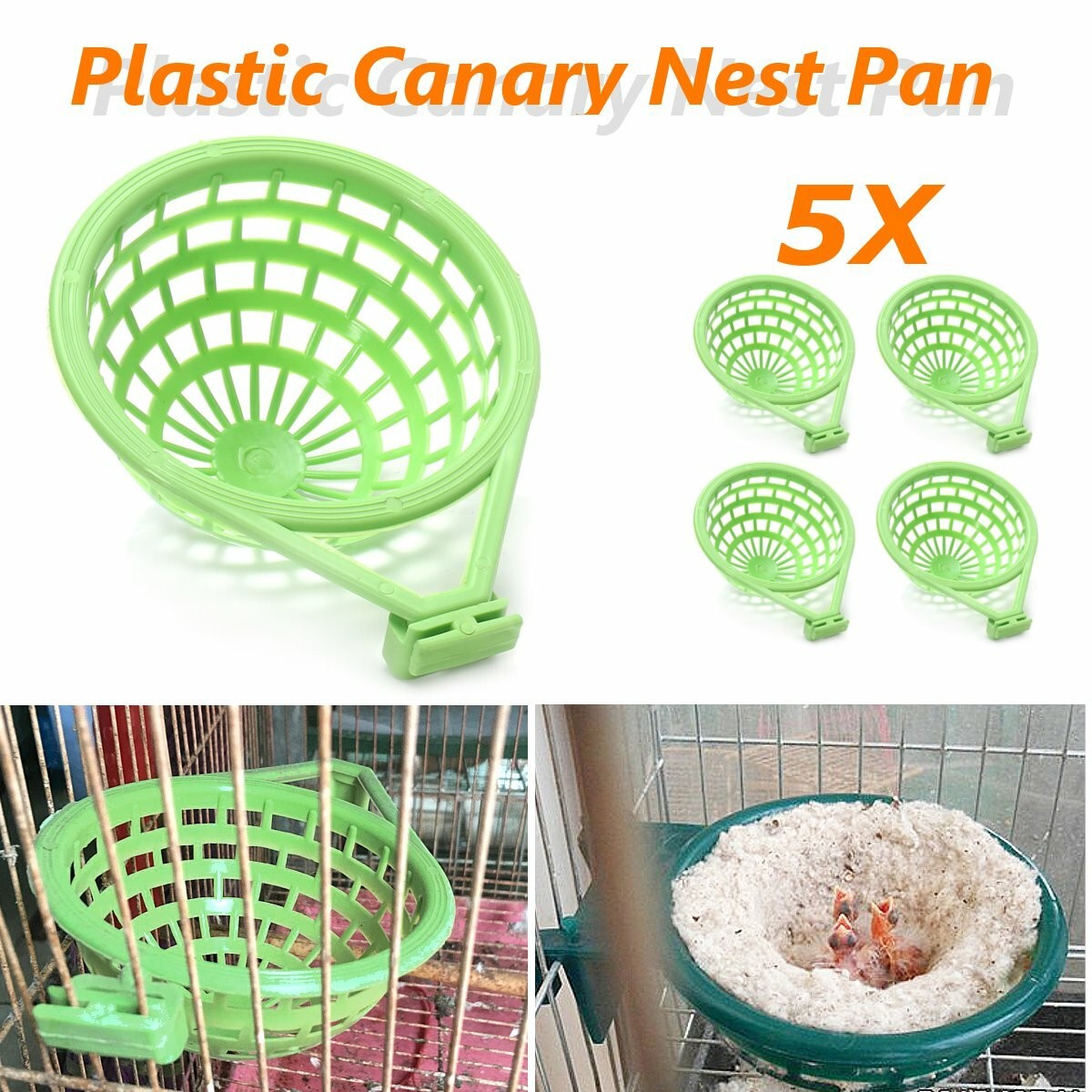 5x 14cm Plastic Canary Nest Pan For Parrots Nesting Canaries Finches Cage Eggs