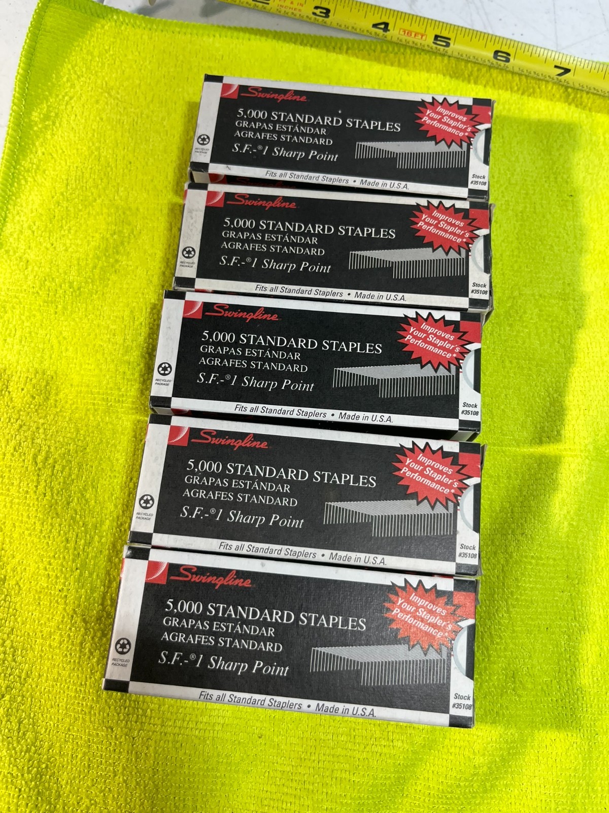 Lot of 5 Swingline 35108 Standard Staples 5,000 Ct S.F.-1 Sharp Point USA New
