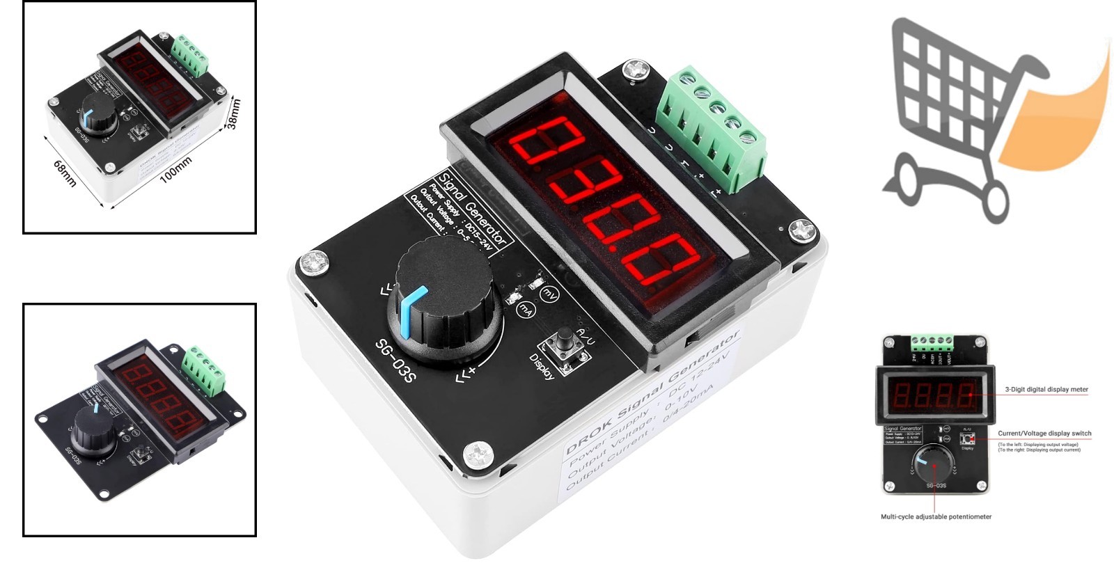 4-20mA & 0-10V Signal Generator Adjustable Current Voltage Simulator for PLC ...