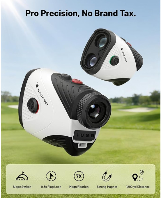 Golf Rangefinder 1200 Yd. Slope Switch Flag Lock Vibration 7X USB-C Rechargeable