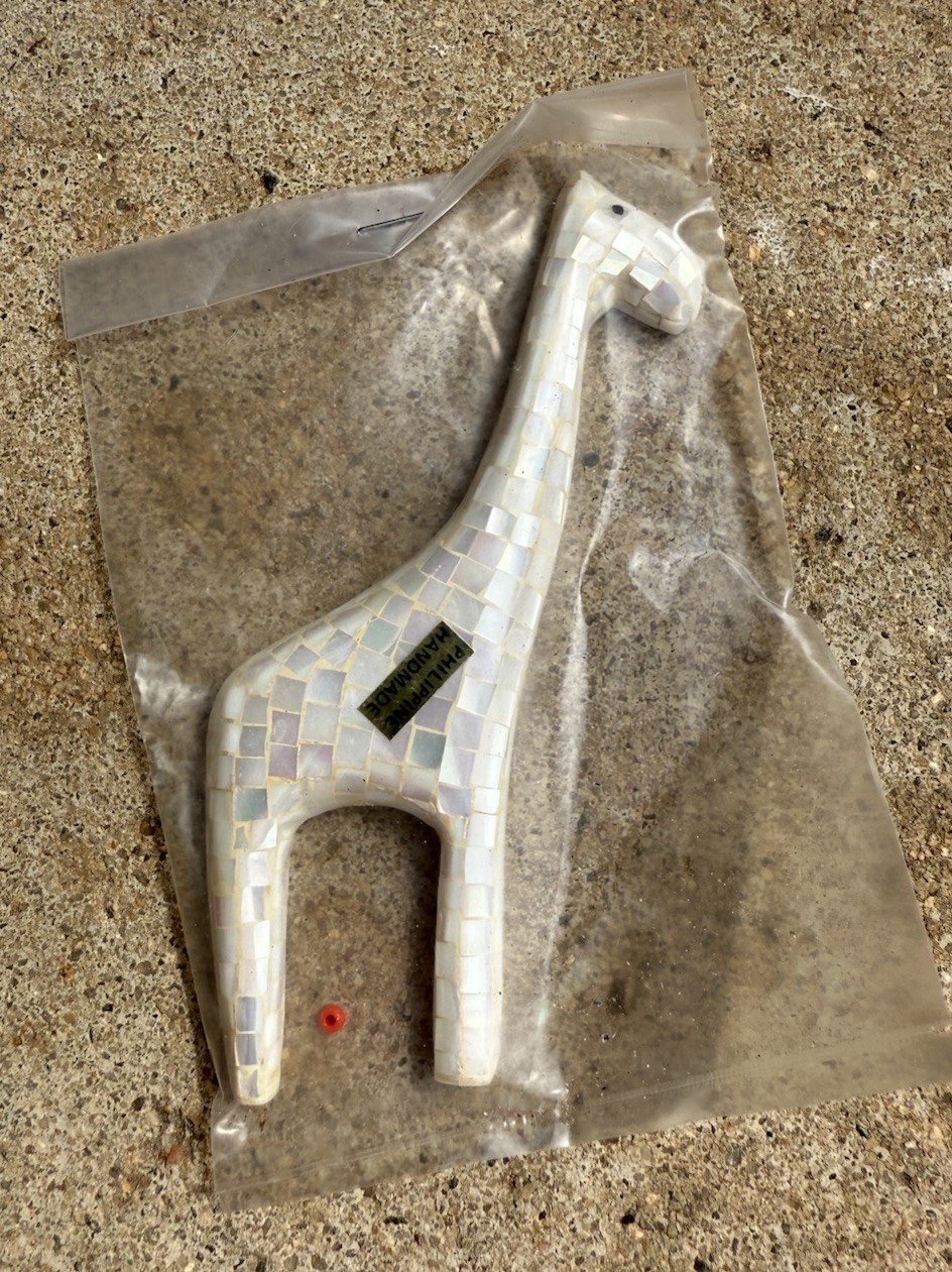 Vintage Opal Luster Mother Of Pearl Mosaic giraffes unique crafting lot of 6