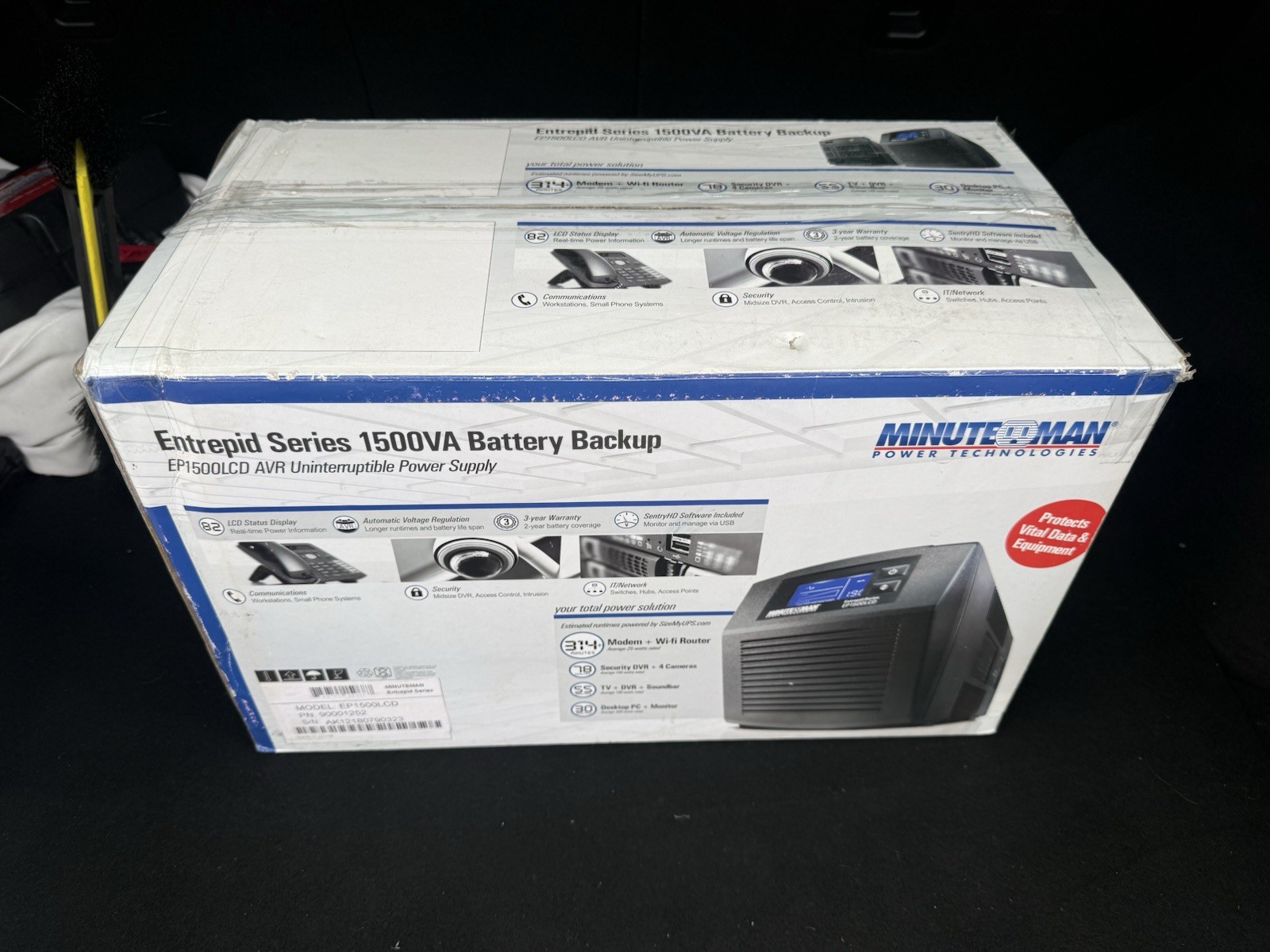 Minuteman Entrepid EP1500LCD 1500VA Line-interactive UPS AVR LCD Display