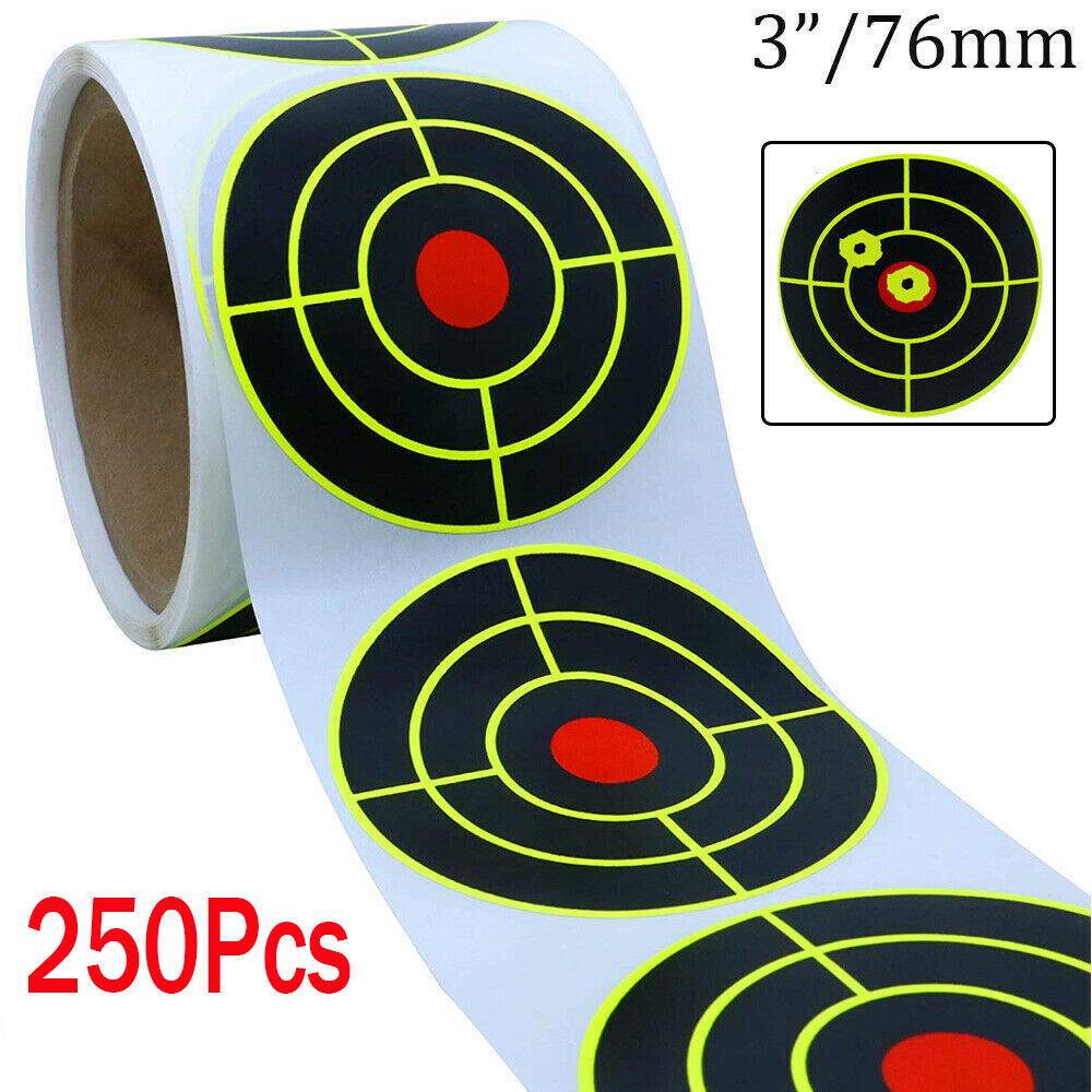 250pcs 3" Shooting Splatter Target Stickers Roll Fluorescent Self Adhesive Paper