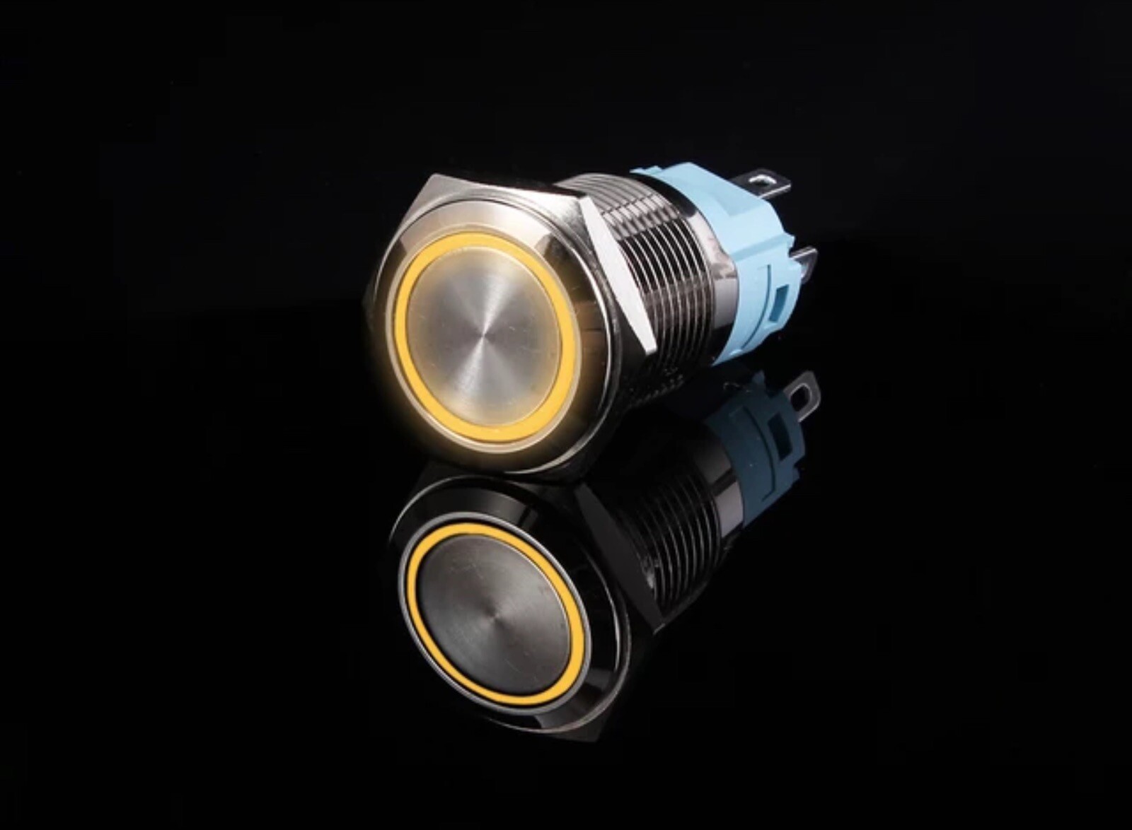 Dianqi 16mm metal LED push button yellow vandalism button 12V car etc